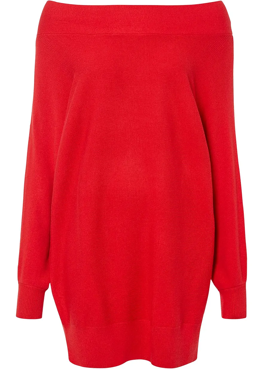 Off-Shoulder-Pullover in rot von vorne - bonprix