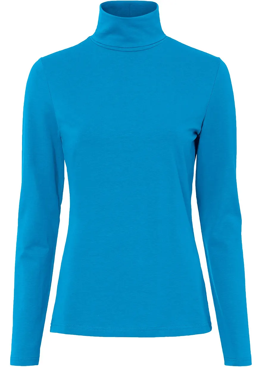 Langarmshirt mit  reiner Bio-Baumwolle in blau von vorne - bonprix