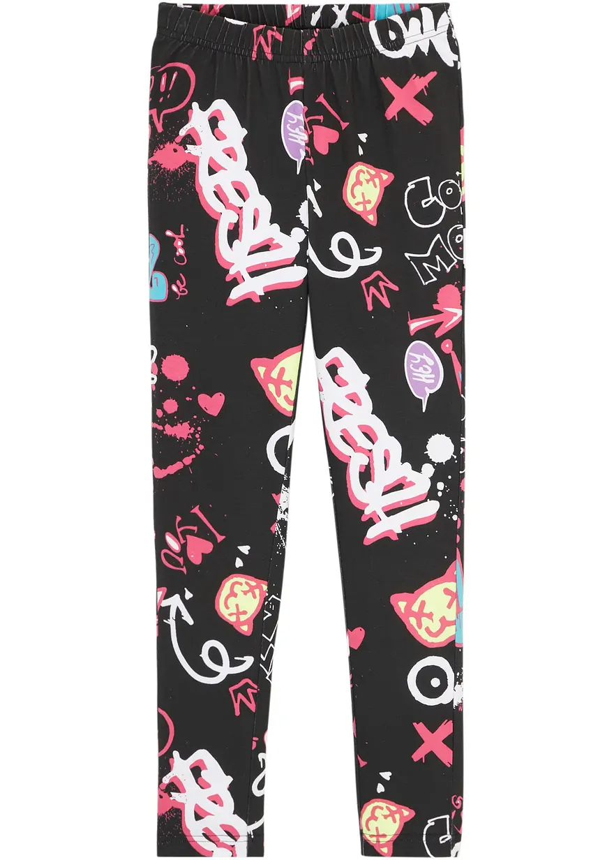 Leggings mit Bio-Baumwolle in schwarz von vorne - bonprix