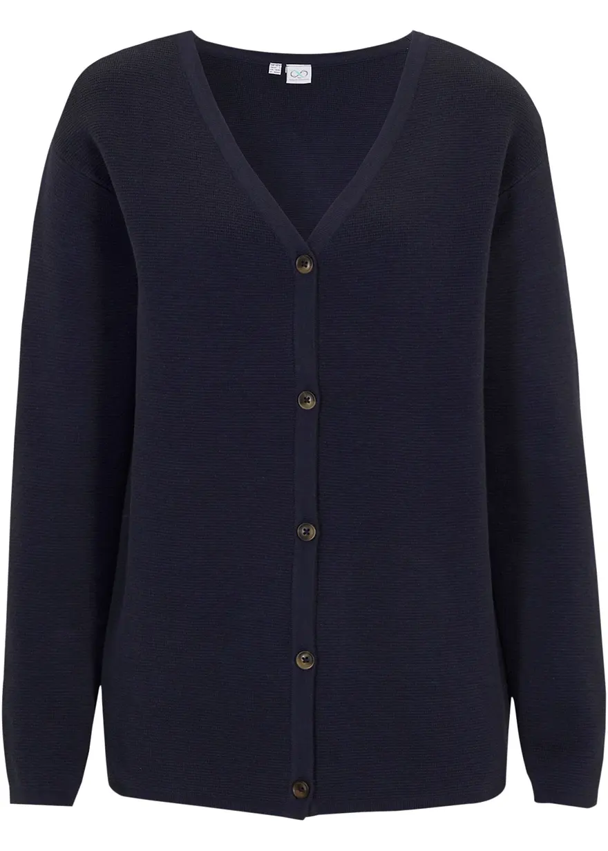 Feinstrickjacke in blau von vorne - bonprix