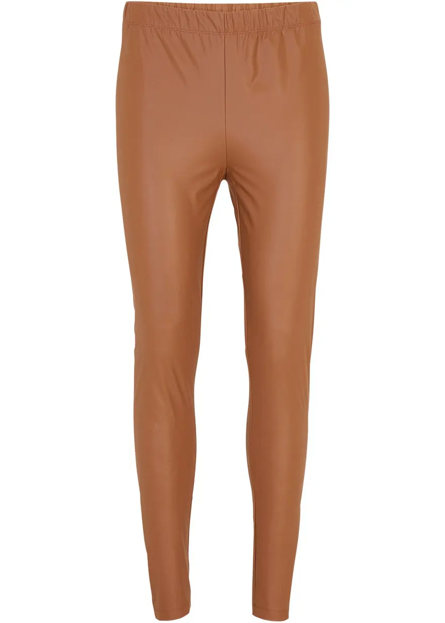 Trendige Lederimitat Leggings in braun von vorne - bonprix