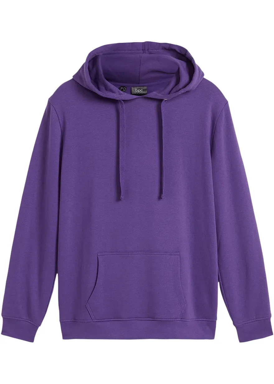 Hoodie aus weichem Frottee in lila von vorne - bonprix