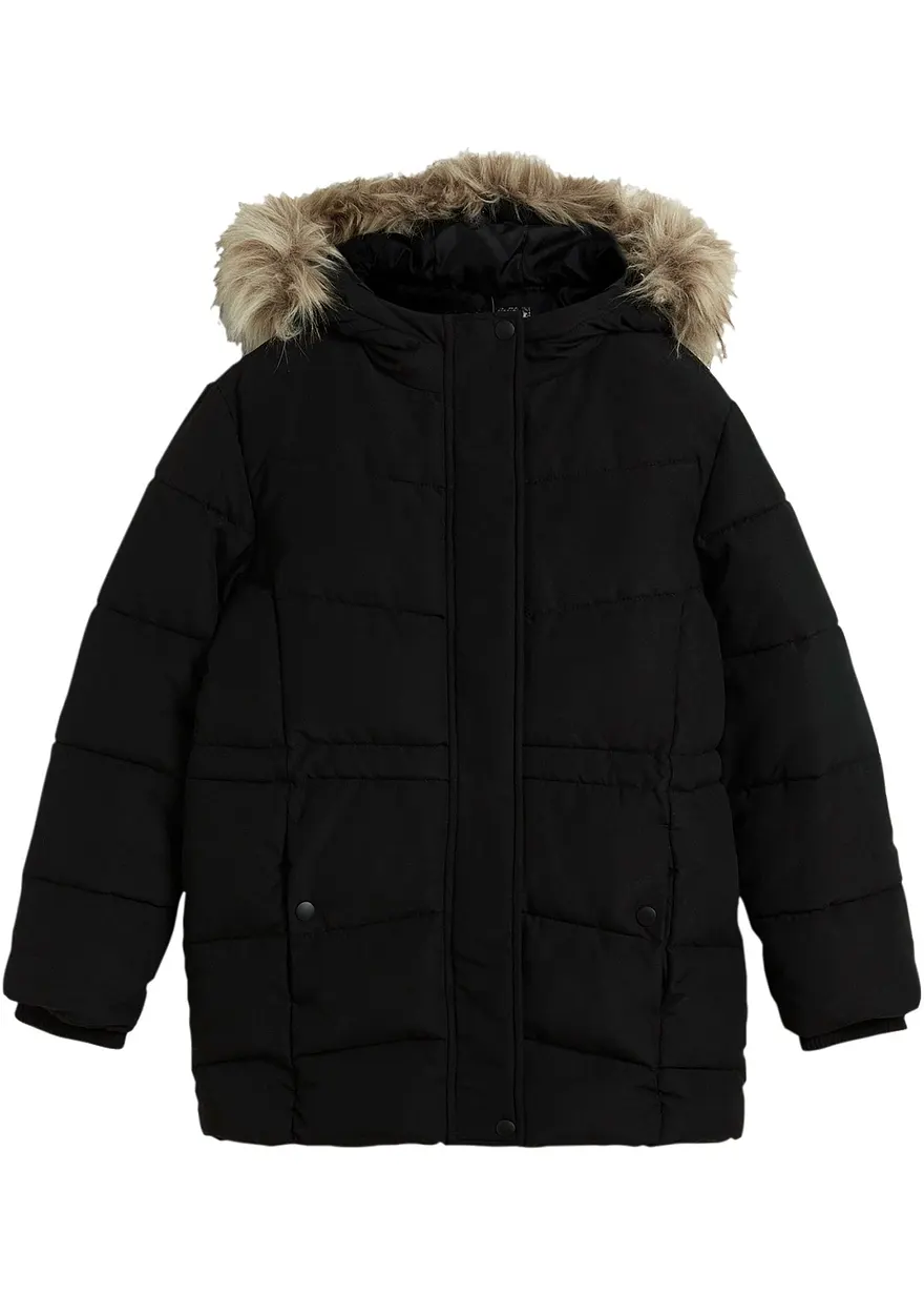 Winter Parka mit Kapuze in schwarz von vorne - bonprix