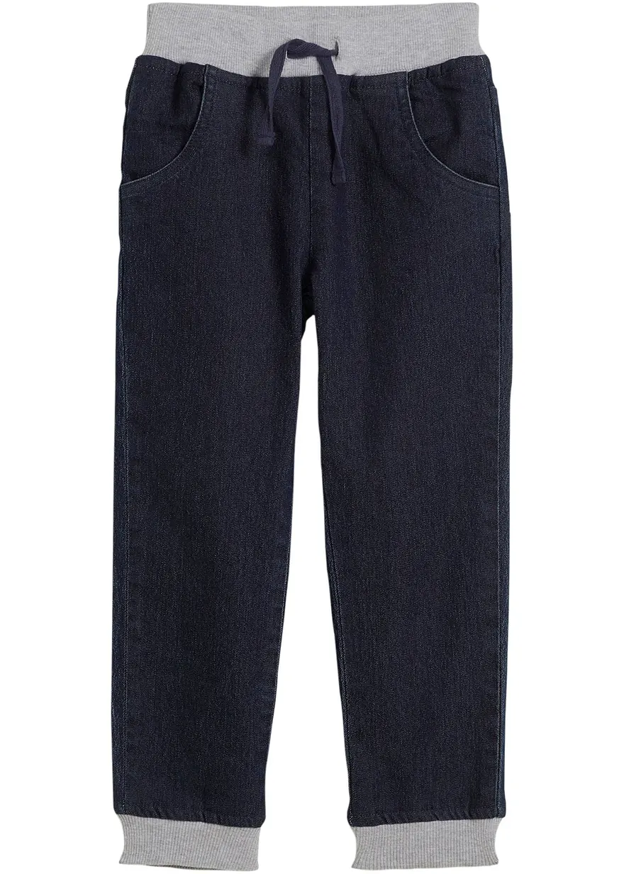 Thermohose mit Jerseyfutter Mid Waist in blau von vorne - bonprix