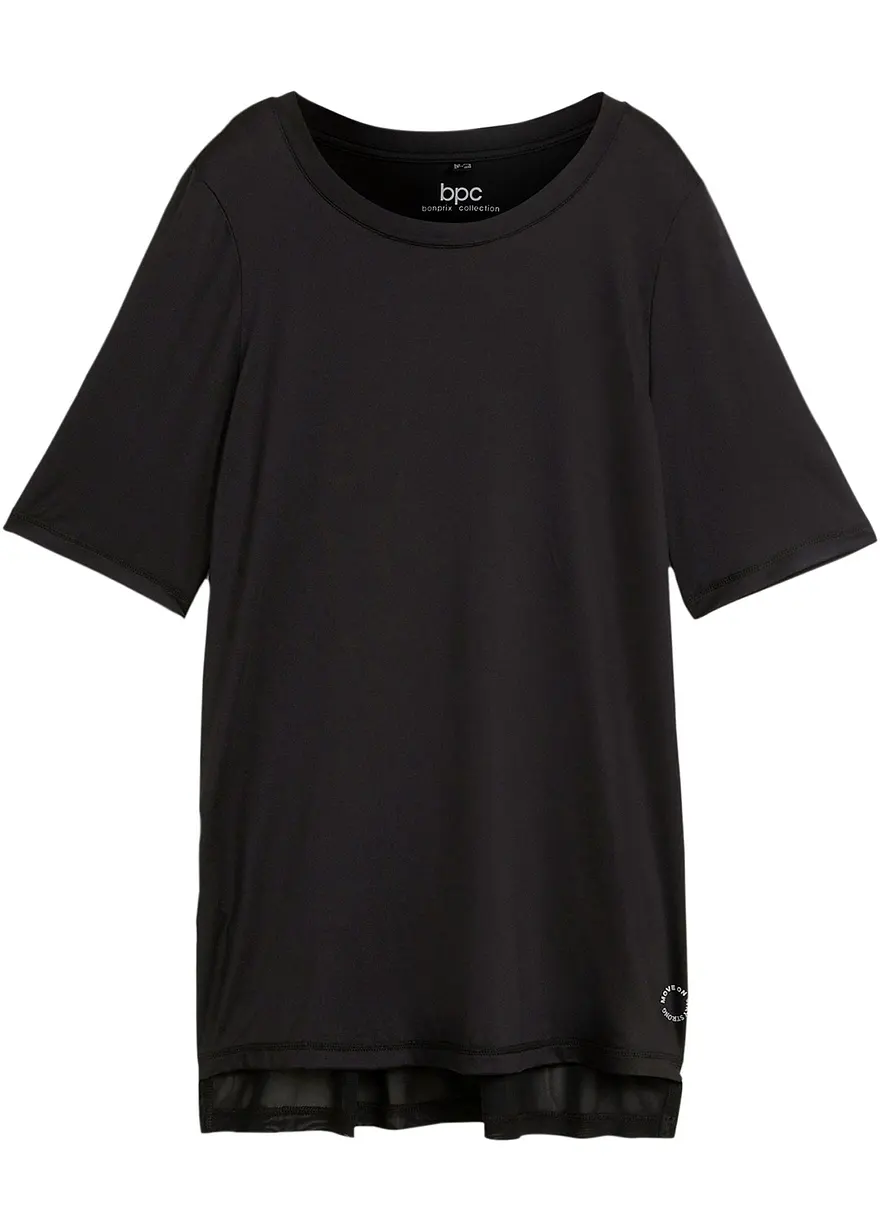 Funktionsshirt lang mit Mesh, schnelltrocknend in schwarz von vorne - bonprix