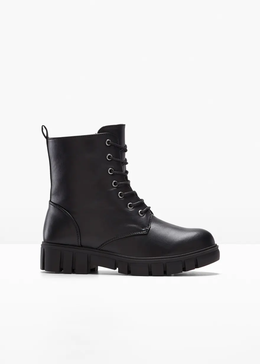 Schnür Boot in schwarz von vorne - bonprix
