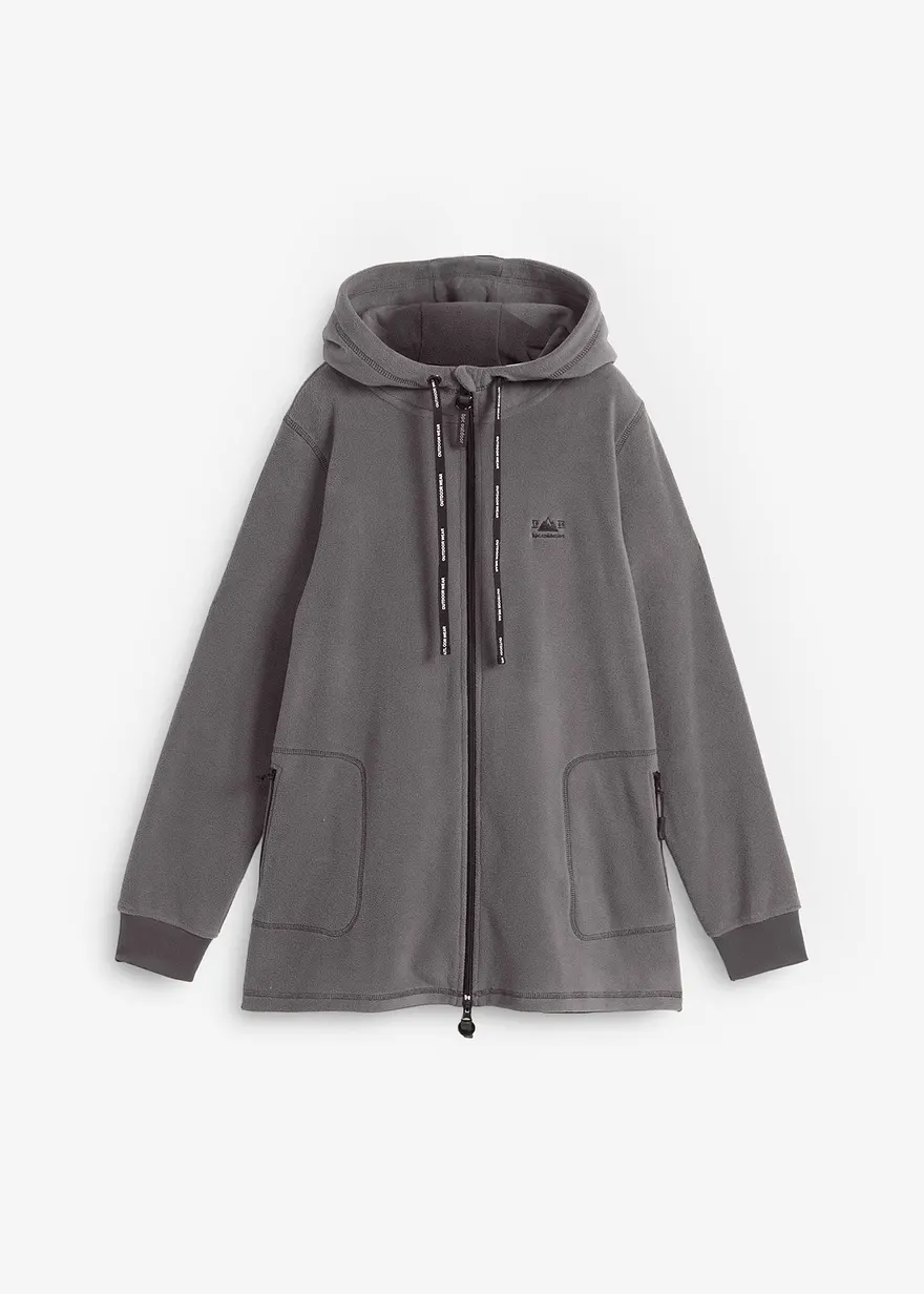 Fleecejacke mit Reißverschluss-Taschen in grau von vorne - bonprix