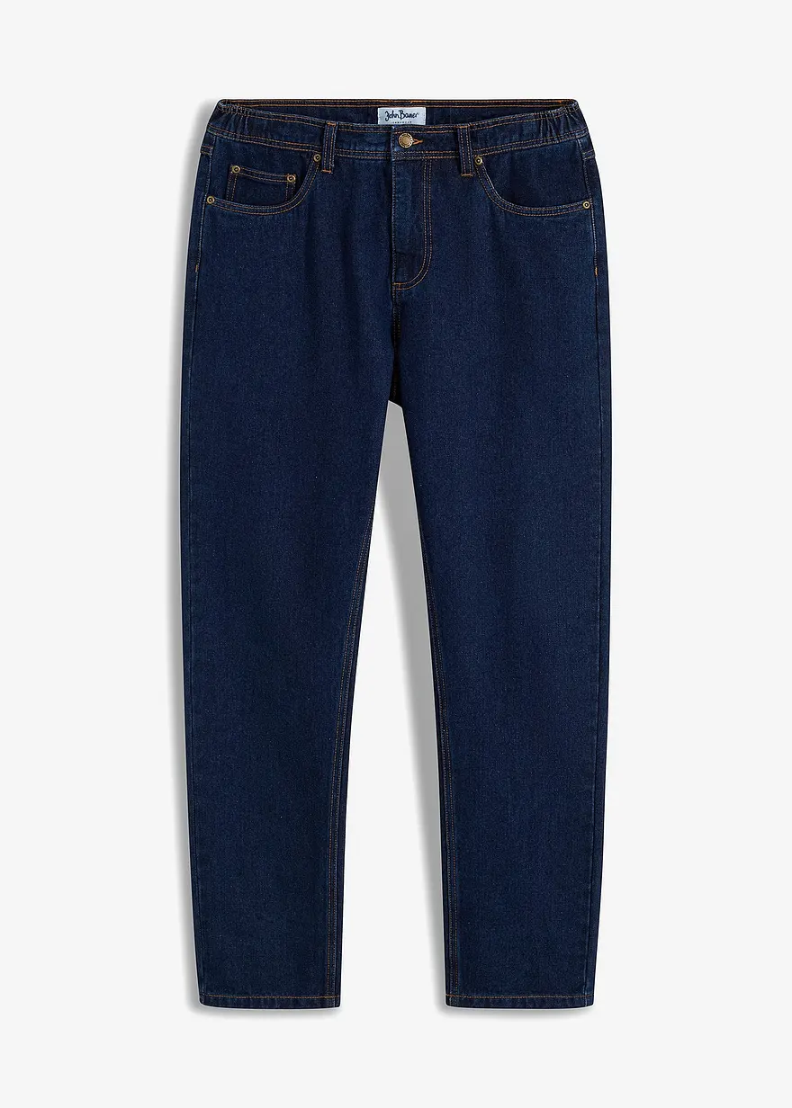 Classic Fit Jeans mit seitlichem Dehnbund, Straight in blau von vorne - bonprix