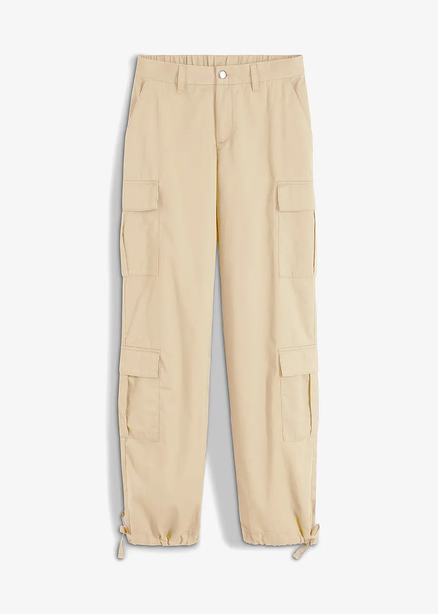 Gerade Cargo-Hose in beige von vorne - bonprix