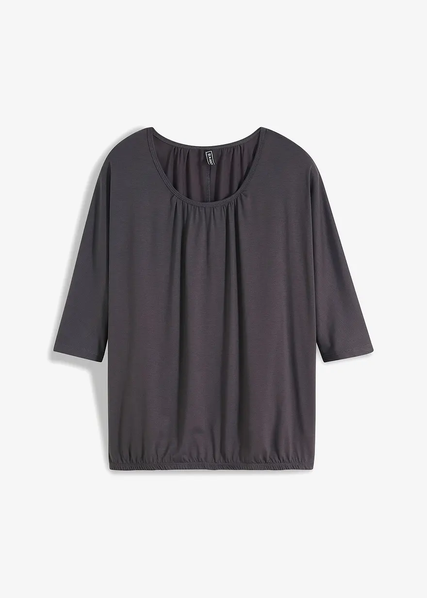 Oversize-Shirt aus Viskose-Mix in grau von vorne - bonprix