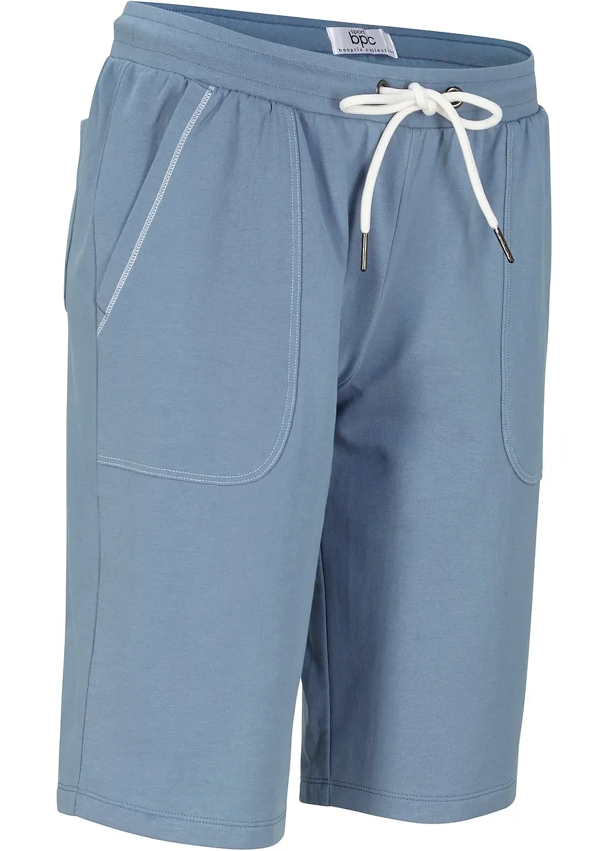 Sweat-Bermuda aus reiner Baumwolle in blau von vorne - bonprix