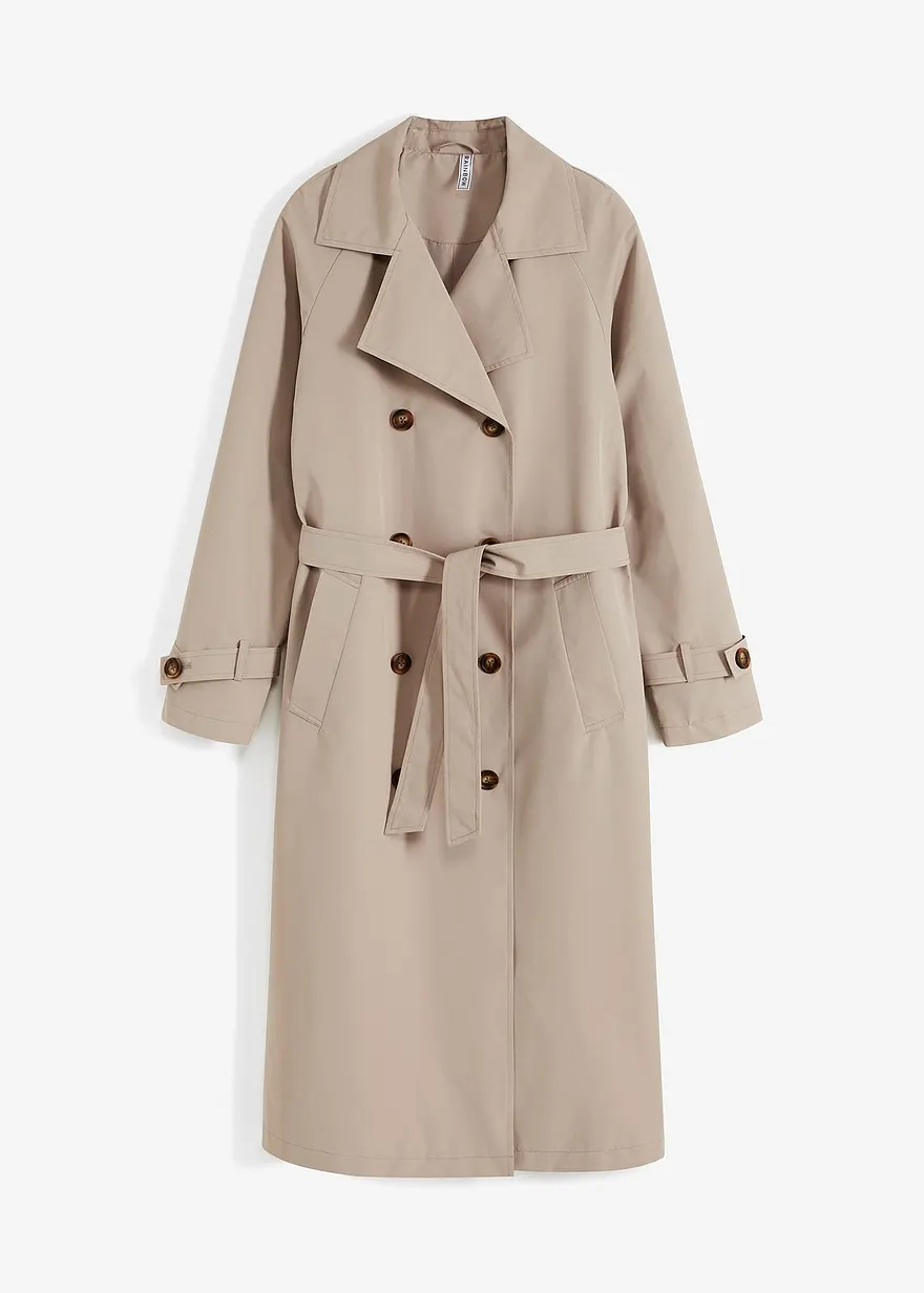 Langer Trenchcoat in grau von vorne - bonprix