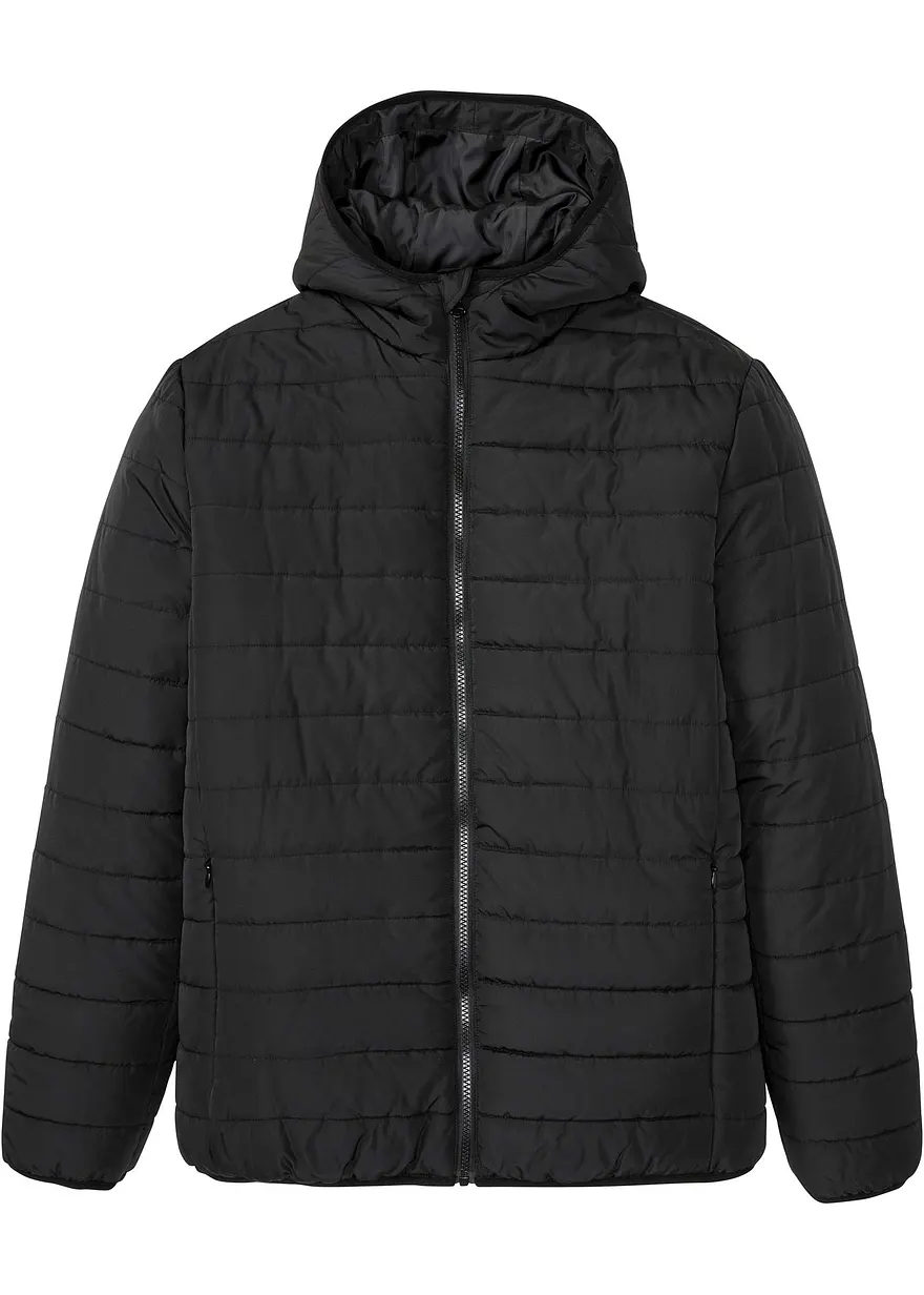 Steppjacke mit Kapuze in schwarz von vorne - bonprix