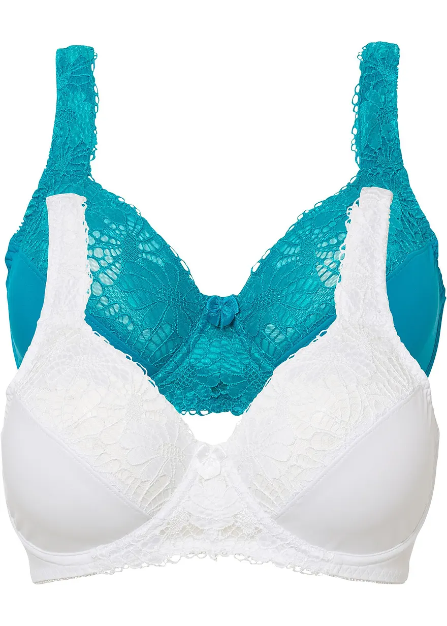 Minimizer-BH mit gepolsterten Trägern (2er Pack) in weiß von vorne - bonprix