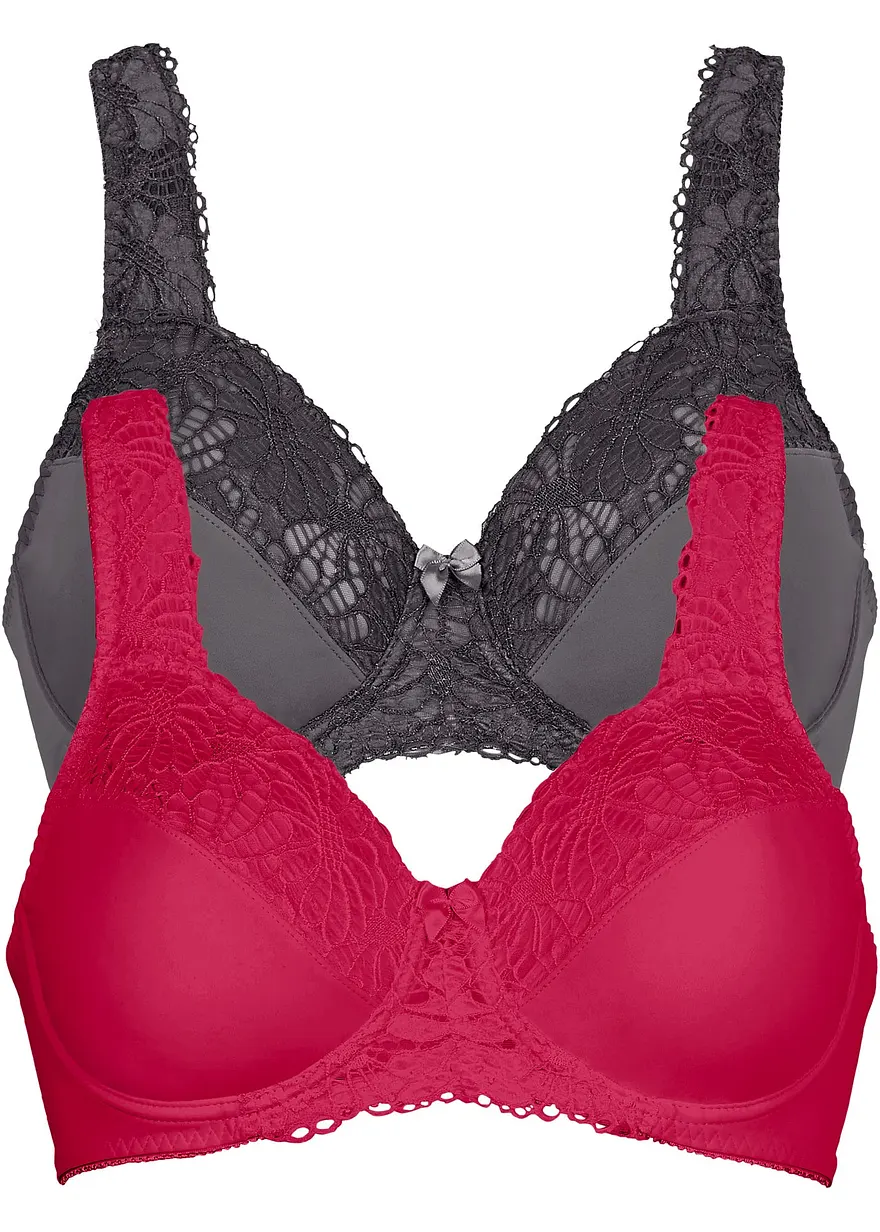 Minimizer-BH mit gepolsterten Trägern (2er Pack) in rot von vorne - bonprix