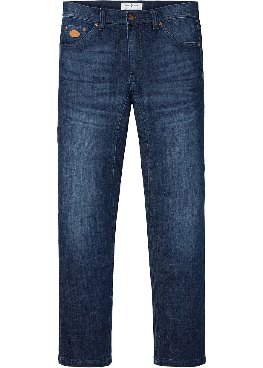 Classic Fit Stretch-Jeans mit verstärktem Schritt, Tapered in blau von vorne - bonprix