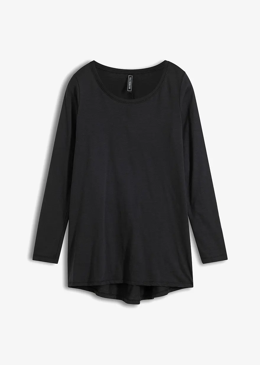 Langarmshirt aus reiner Baumwolle in schwarz von vorne - bonprix
