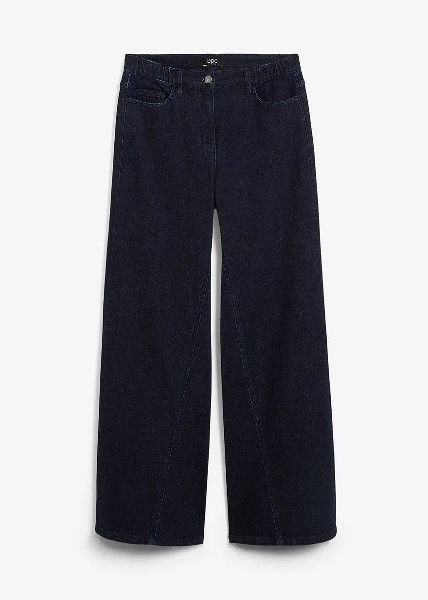 Wide-Leg-Jeans High Waist, Bequembund in blau von vorne - bonprix