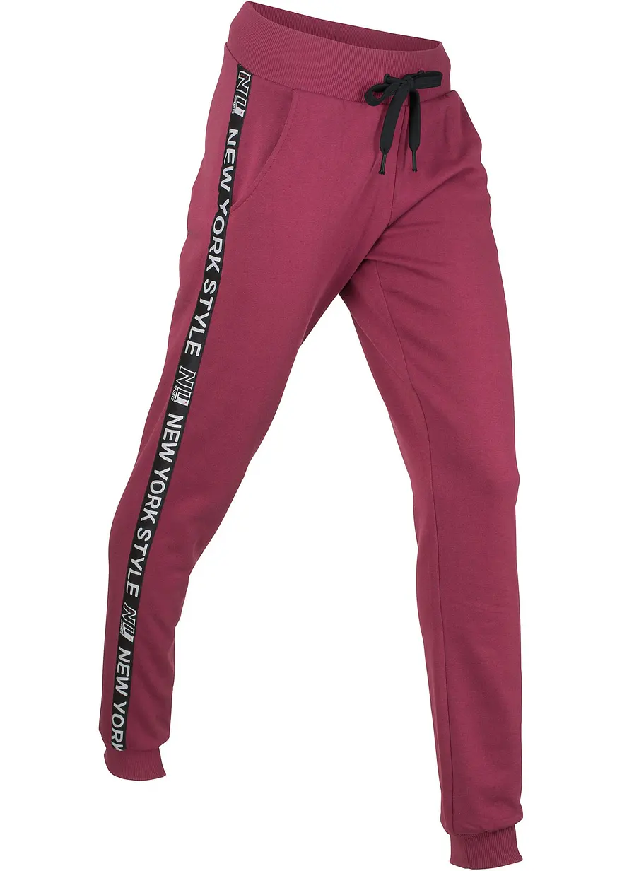 Sweathose mit Bündchen und Statement-Druck in rot von vorne - bonprix