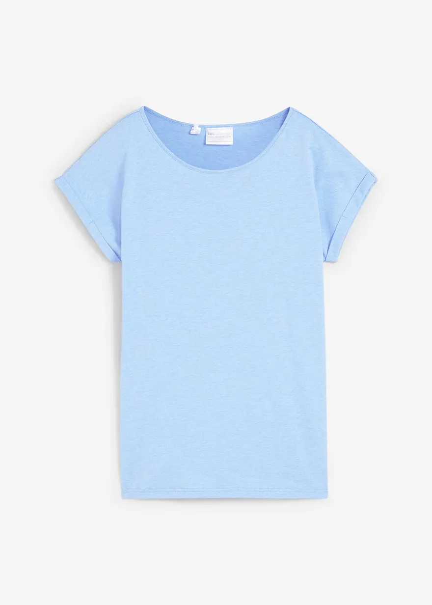Shirt mit Seidenanteil in blau von vorne - bonprix