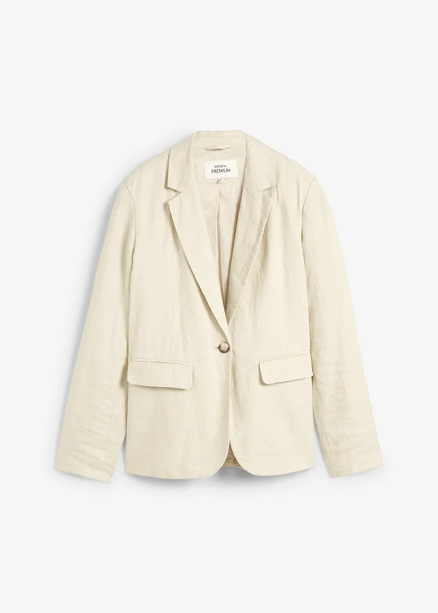 Blazer aus reinem Leinen in beige von vorne - bonprix
