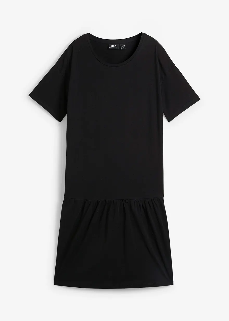 Jerseykleid aus Bio-Baumwolle in schwarz von vorne - bonprix