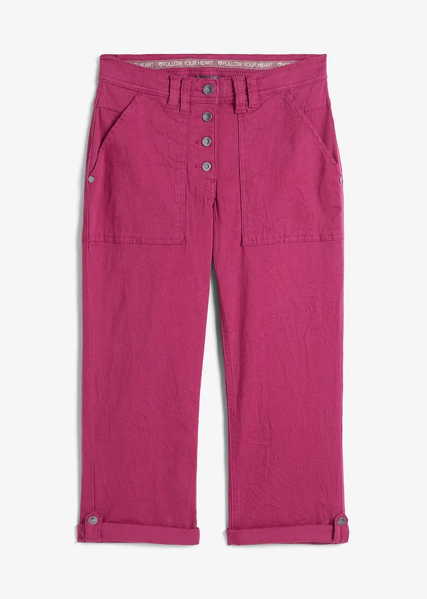 Stretch-Hose mit Crash-Effekt in lila von vorne - bonprix