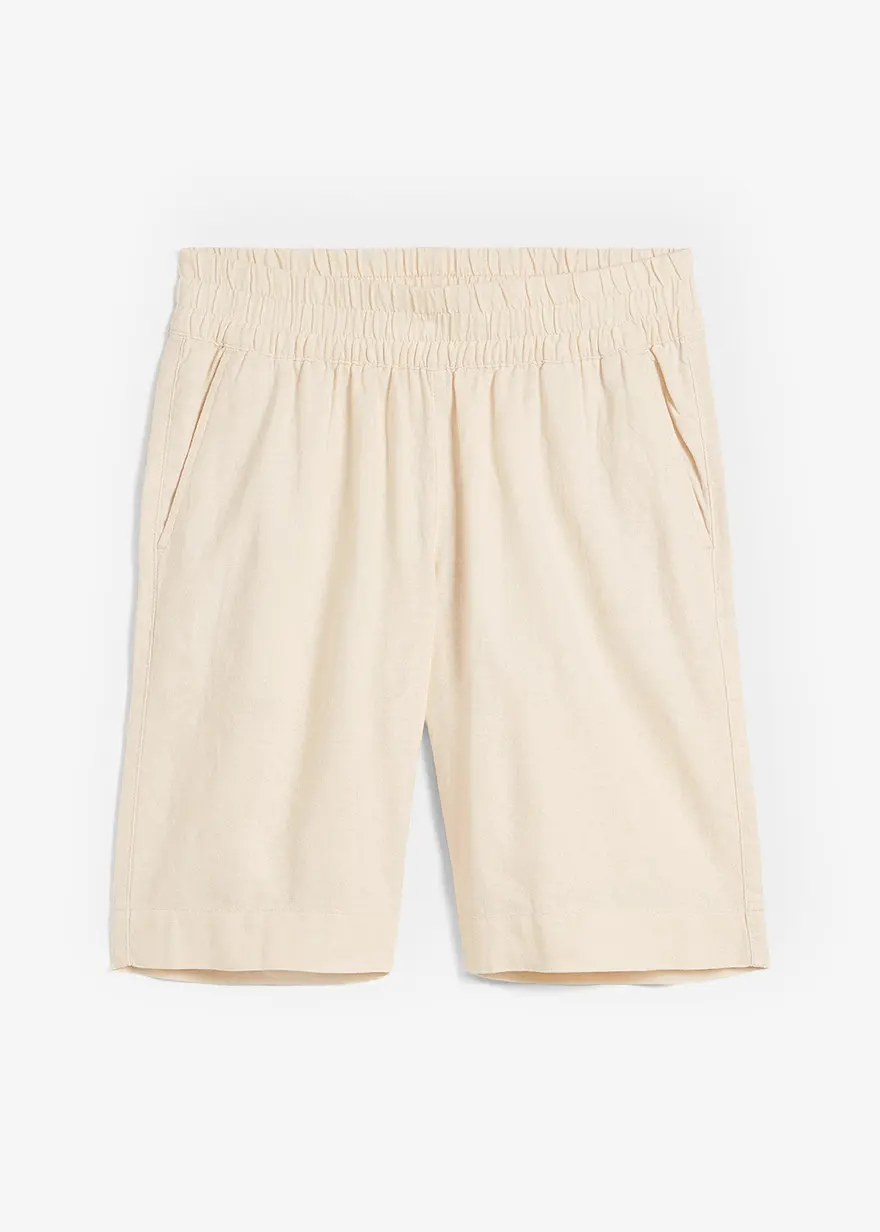 Bermuda aus Leinen-Viskose Mischung in beige von vorne - bonprix