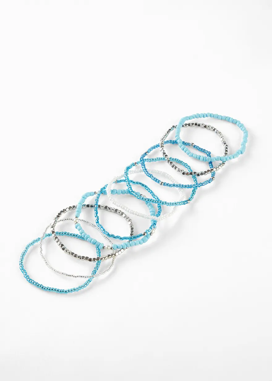 Armband (10er Pack) in blau von vorne - bonprix