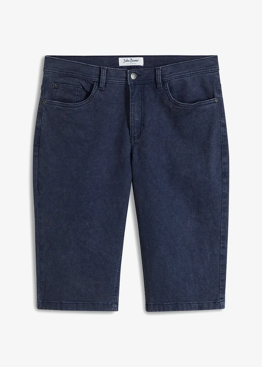 Stretch-Long-Bermuda, Loose Fit in blau von vorne - John Baner JEANSWEAR