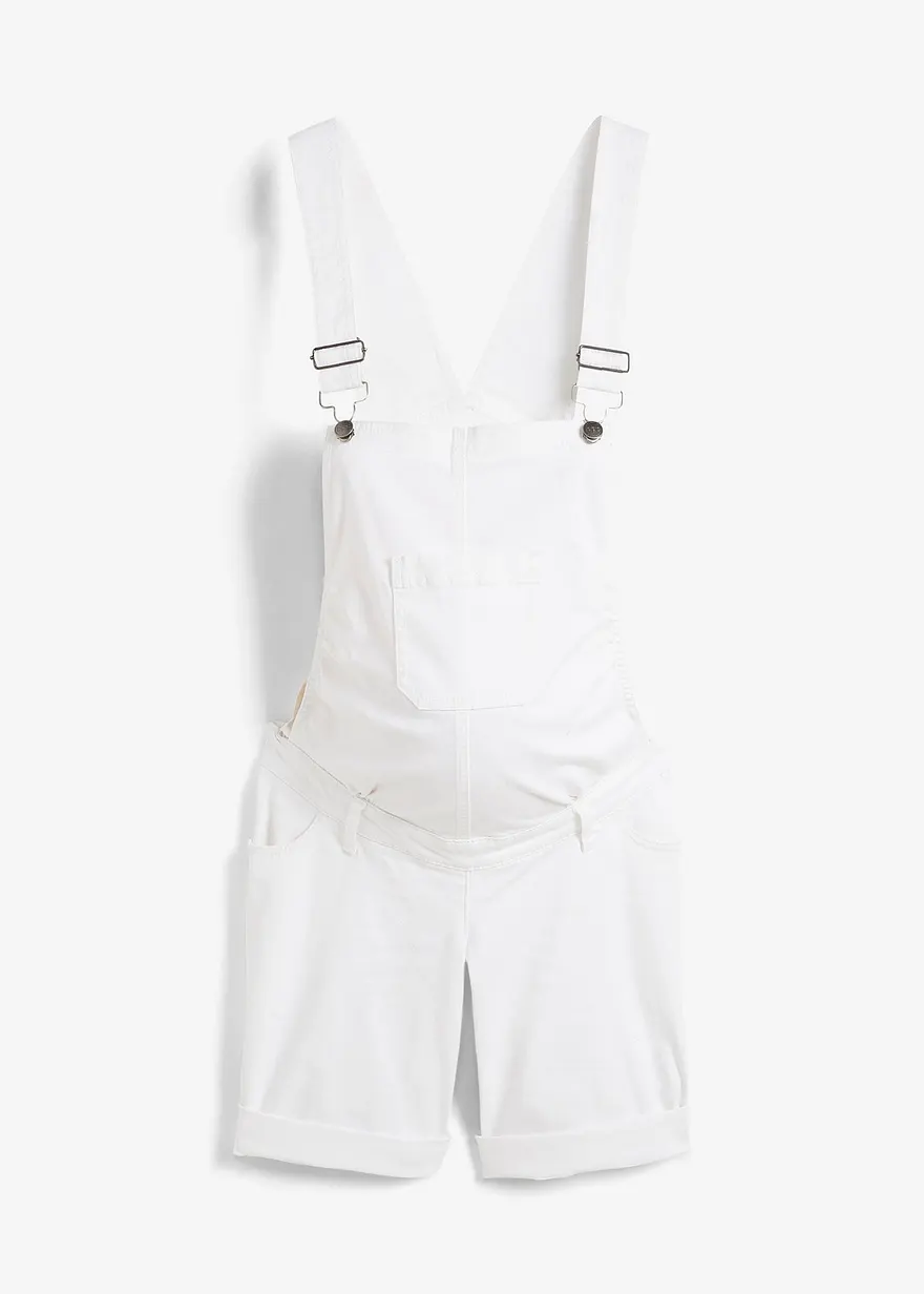 2-in-1 Umstands-Latzshorts und Bermuda-Latzshorts in weiß von vorne - bonprix