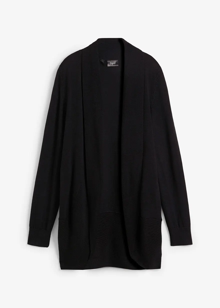 Feinstrickjacke in schwarz von vorne - bonprix