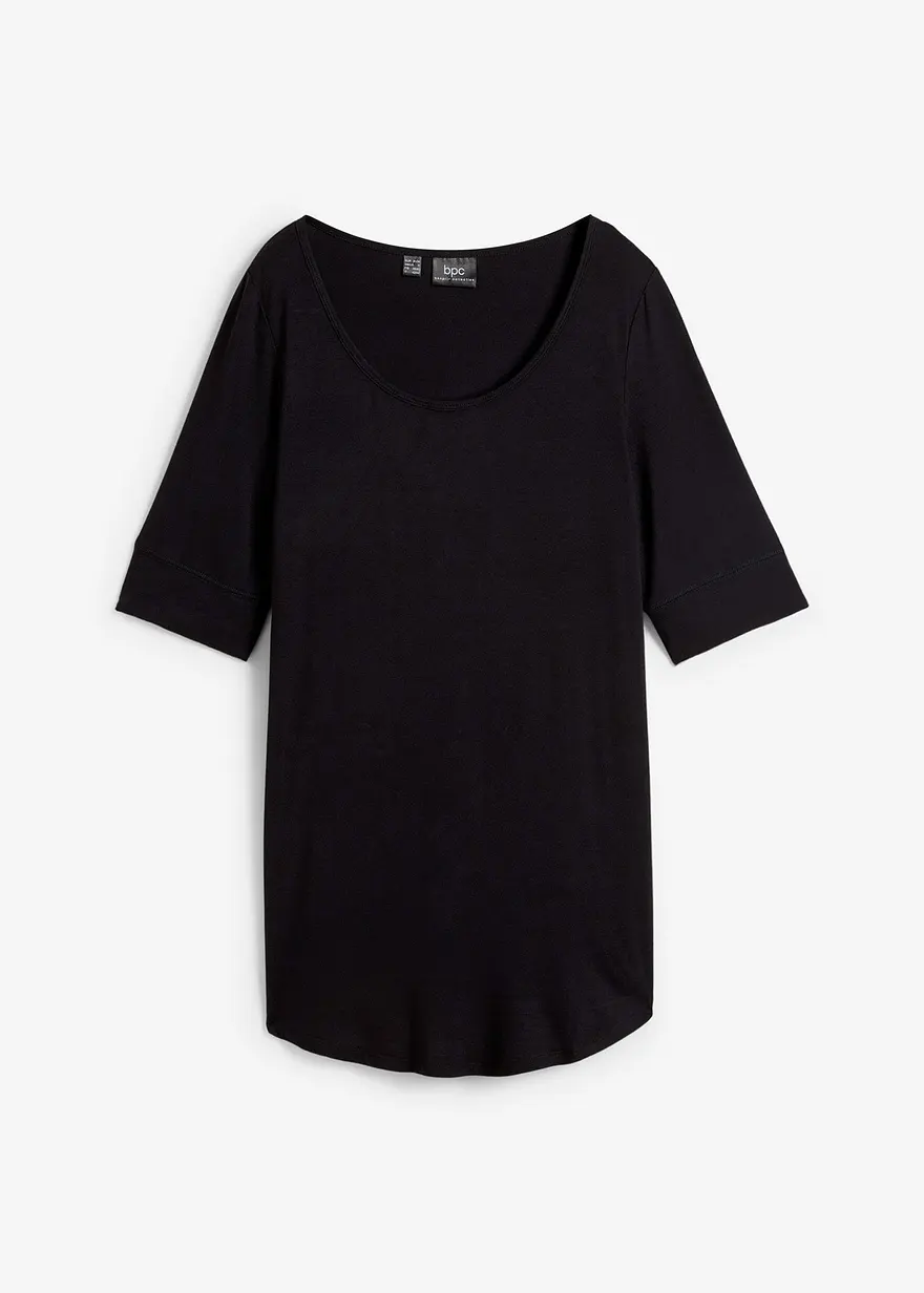 Long-Shirt aus softer Viskose in schwarz von vorne - bonprix