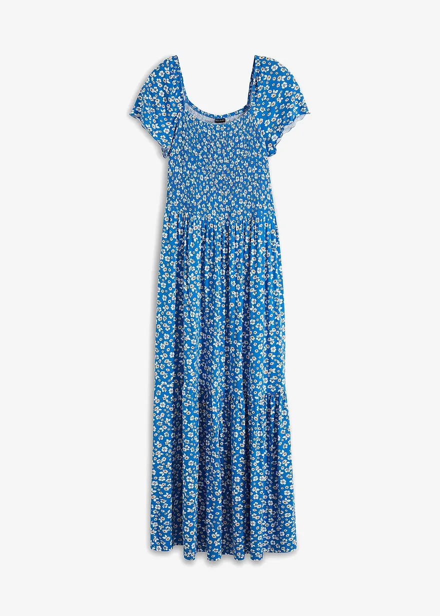 Bedrucktes Maxikleid aus nachhaltiger Viskose in blau von vorne - bonprix