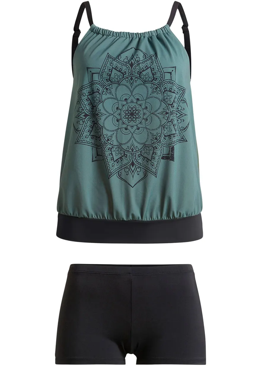 Tankini (2-tlg.Set) in grün von vorne - bonprix