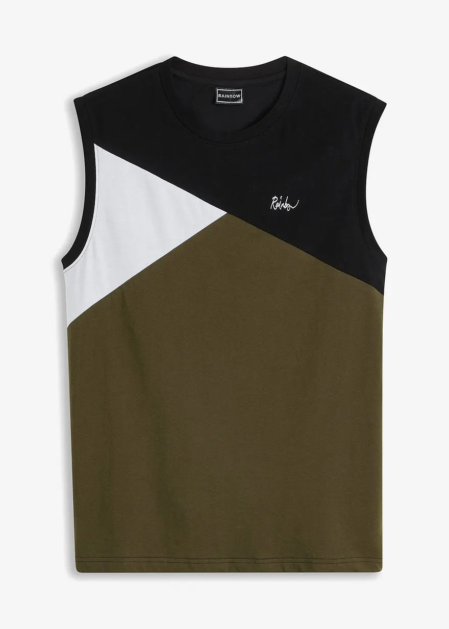 Muskel-Shirt aus reiner Bio-Baumwolle in schwarz von vorne - bonprix
