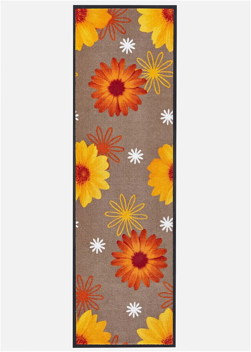 Fußmatte mit Blumenmotiv in orange - bonprix
