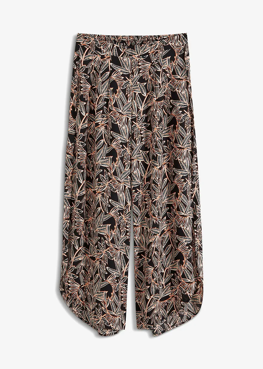 Palazzo-Hose mit Schlitz in schwarz von vorne - bonprix