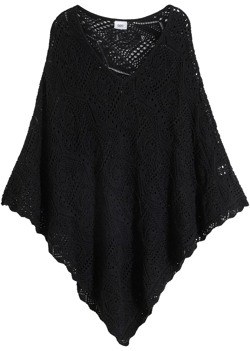 Poncho in schwarz von vorne - bonprix
