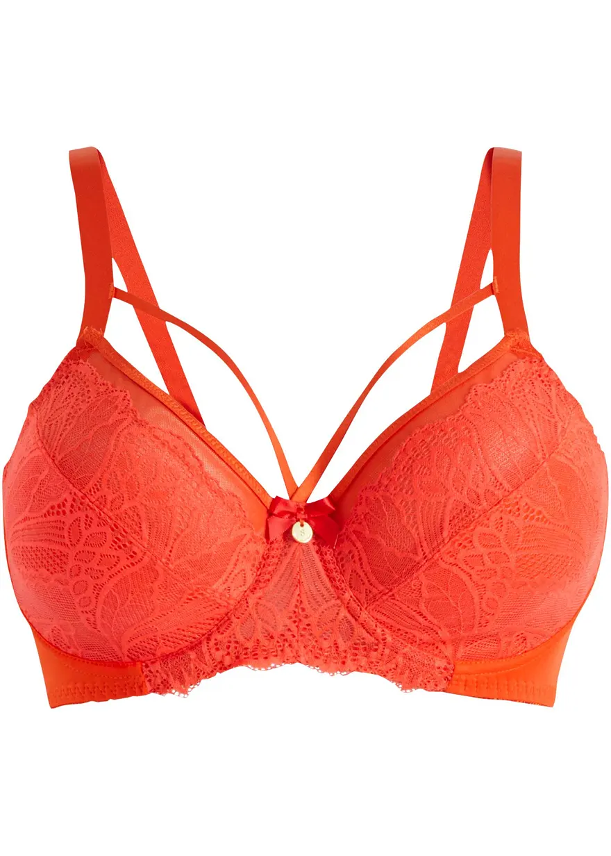 Minimizer-BH mit zarter Spitze in orange von vorne - bonprix