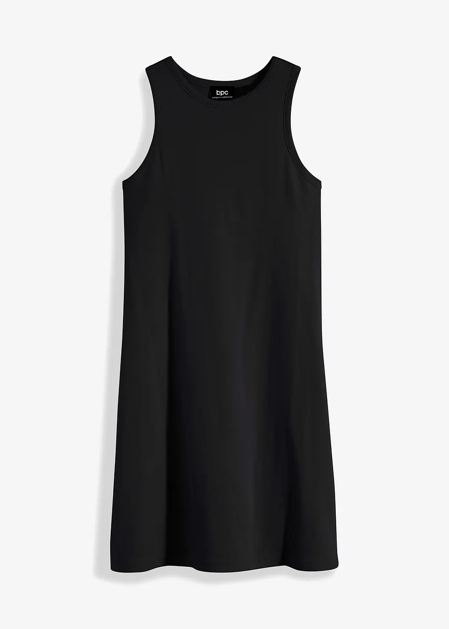 Minikleid mit reiner Bio-Baumwolle in schwarz von vorne - bonprix