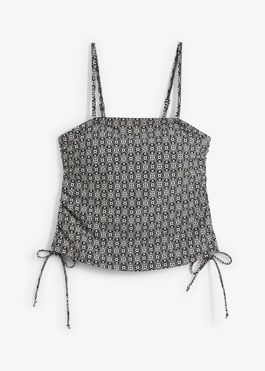 Bandeau Tankini Oberteil aus recyceltem Polyamid in beige von vorne - bpc selection