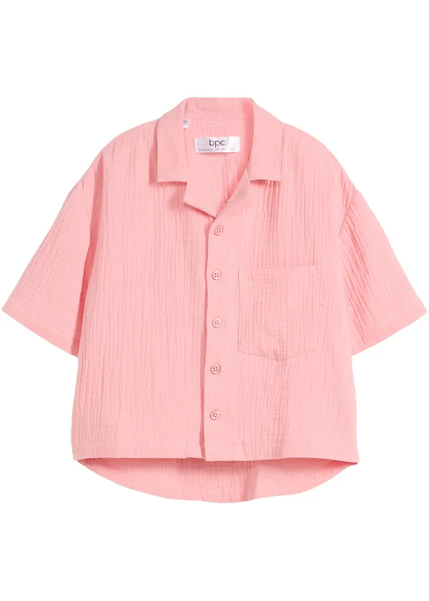 Mädchen Musselin-Bluse aus Baumwolle in rosa von vorne - bpc bonprix collection