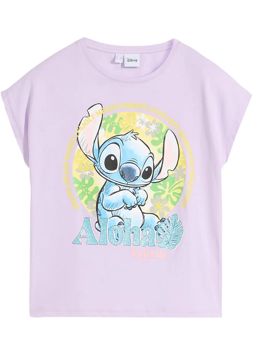 Disney Stitch T-Shirt in lila von vorne - Lilo & Stitch