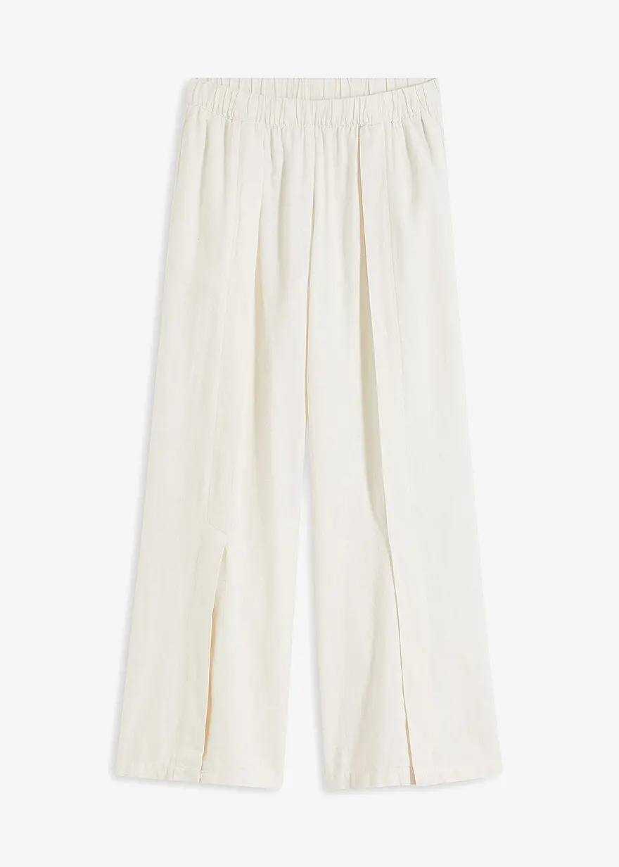 Palazzo-Hose in beige von vorne - bonprix