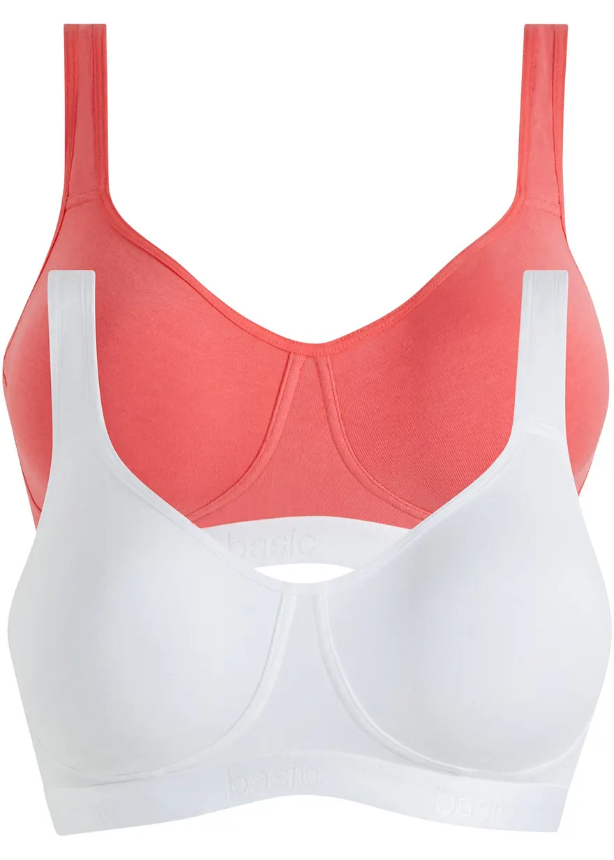 BH ohne Bügel mit Bio-Baumwolle (2er Pack) in pink von vorne - bonprix