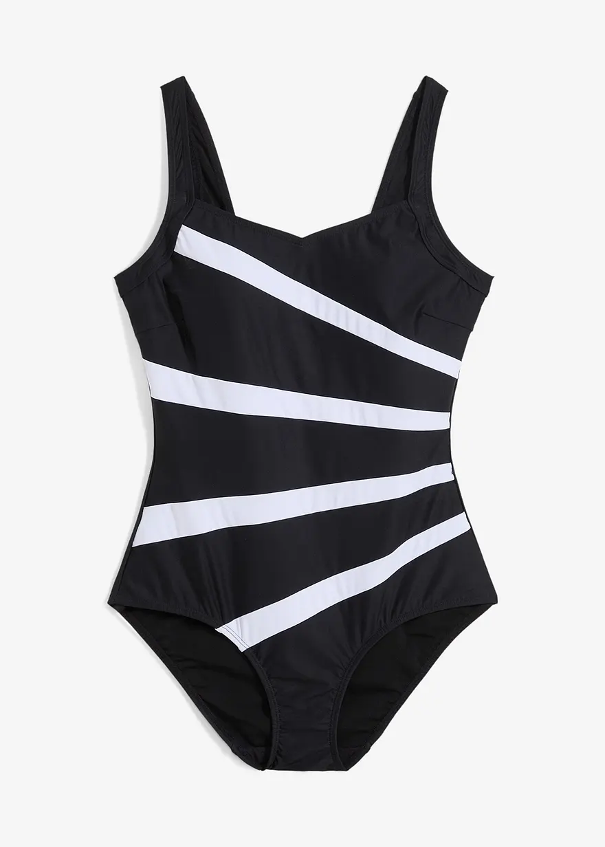 Strong Shape-Badeanzug mit Einsätzen in schwarz von vorne - bonprix