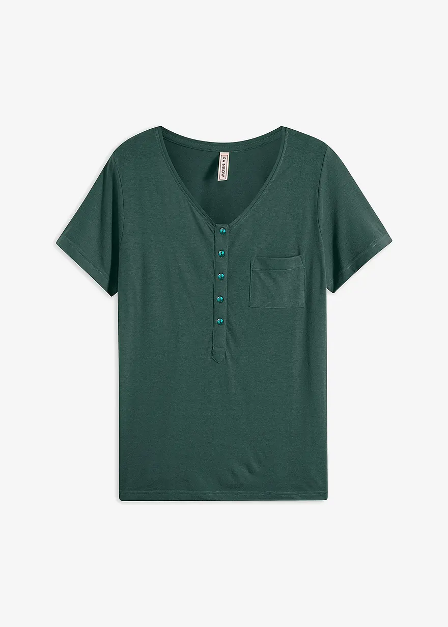 T-Shirt aus Baumwoll-Viskose-Mix in grün von vorne - bonprix