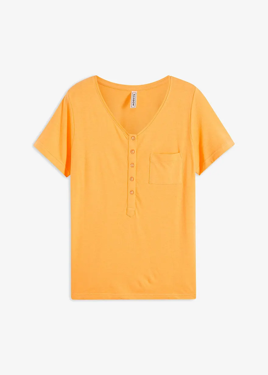 T-Shirt aus Baumwoll-Viskose-Mix in orange von vorne - bonprix