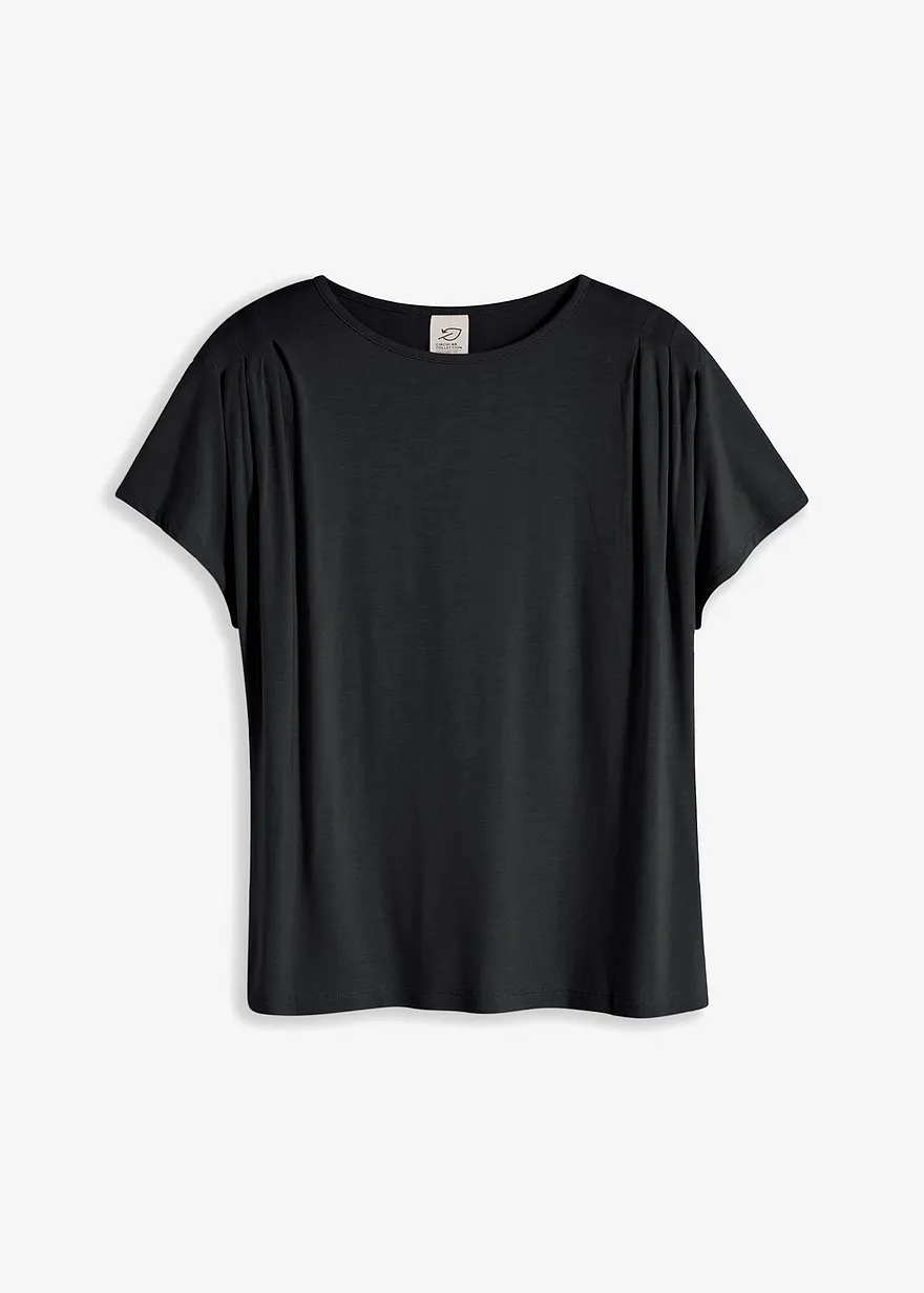 T-Shirt aus softer Viskose in schwarz von vorne - bonprix